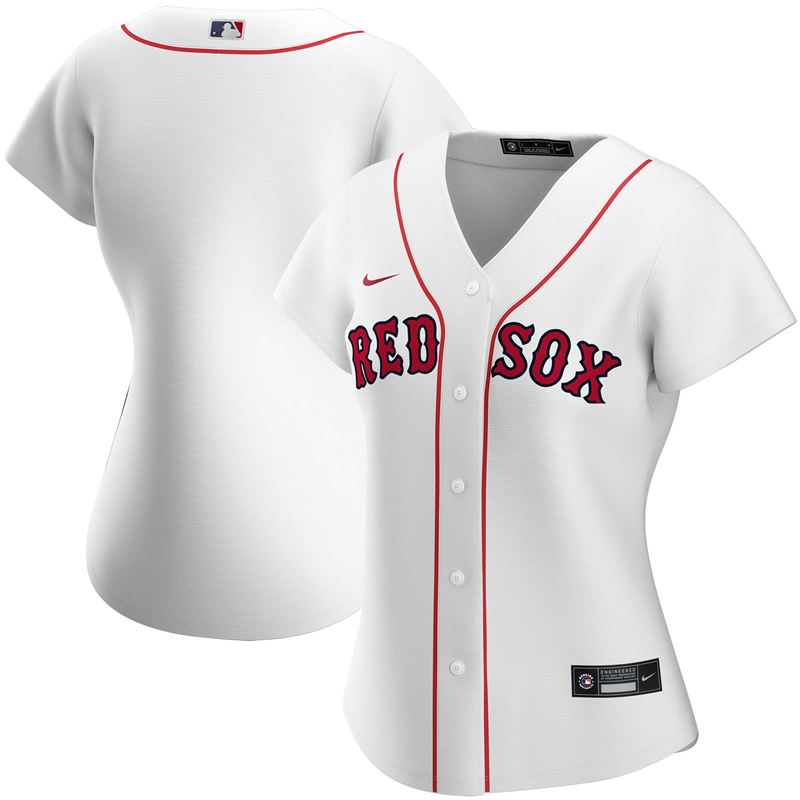 2020 MLB Women Boston Red Sox Nike White Home 2020 Replica Team Jersey 1